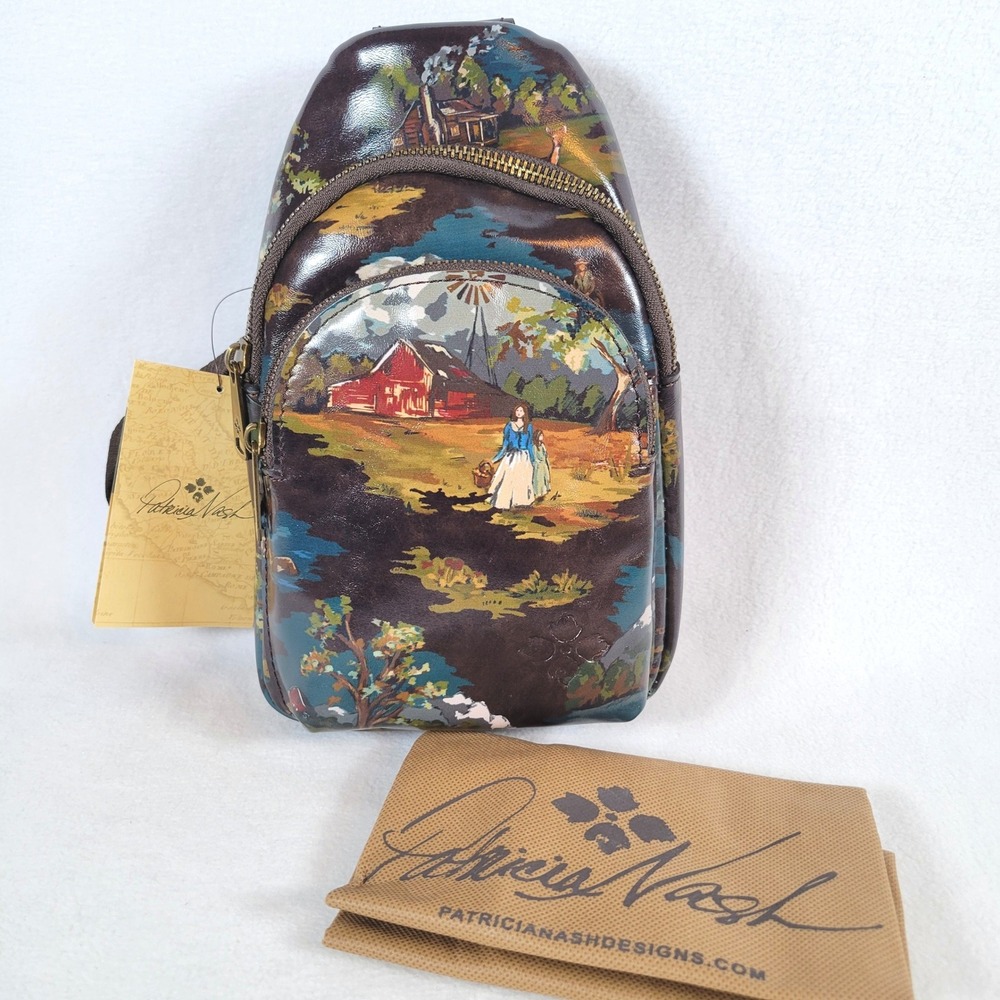 Patricia Nash Womens Louetta Convertible Sling Backpack French Cottagecore Black